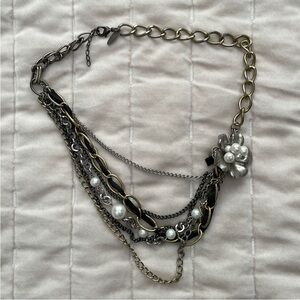 🎉FINAL PRICE 🎉 Gold and Silver Layered Necklace with Pearl Accent